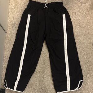 Kids Black Track Pants with White Side Stripe